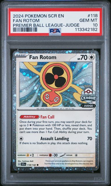 PSA 10 | Fan Rotom Premier Ball League Judge | Stellar Crown | 118/142