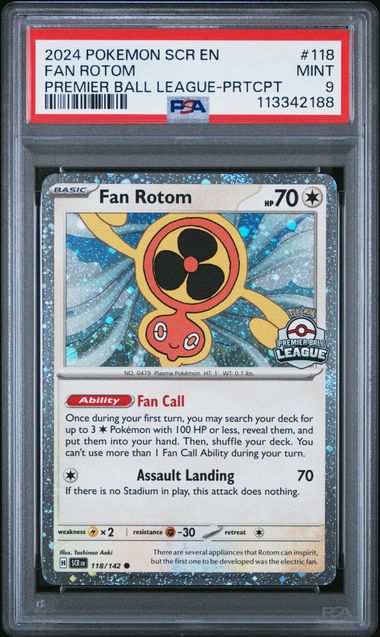 PSA 9 | Fan Rotom Premier Ball League | Stellar Crown | 118/142
